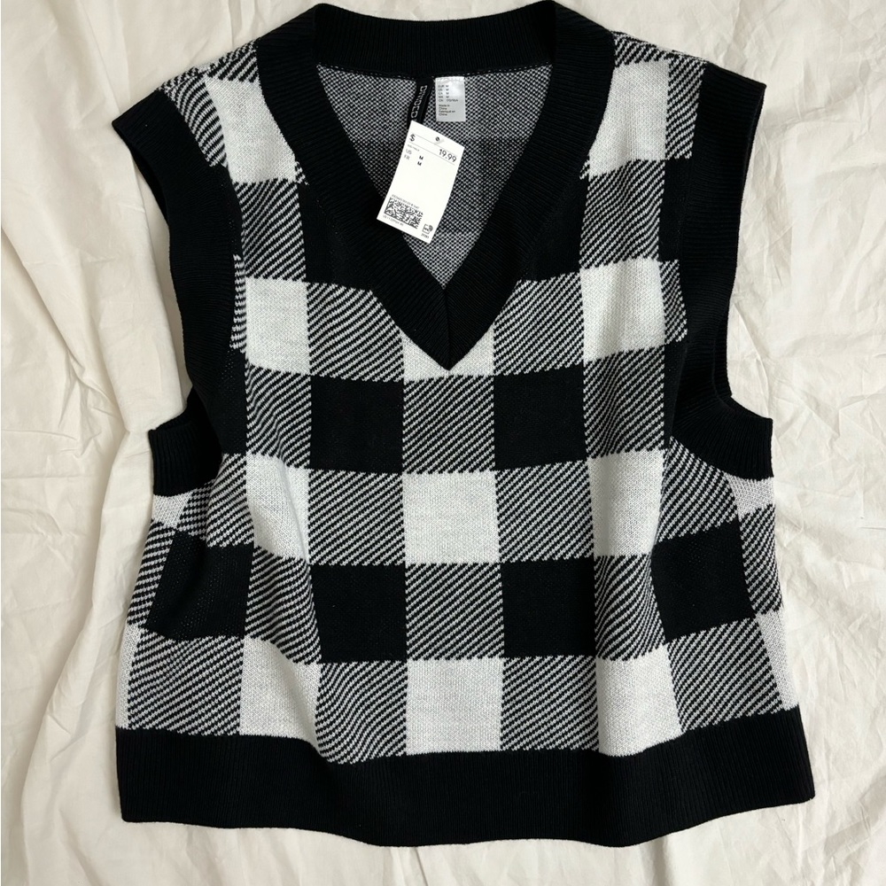 vintage plaid oversized h&m sweater vest